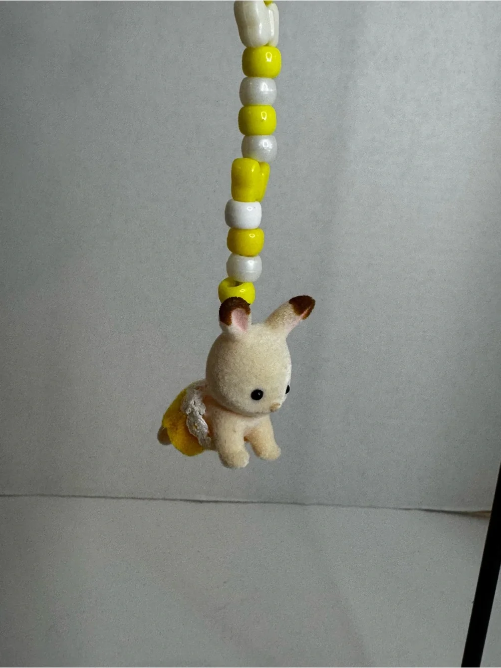 Cute Yellow Beaded Bunny Keychain for Kids